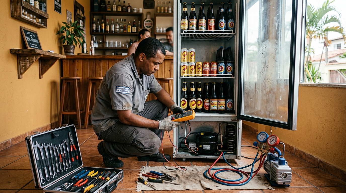 Substituição do termostato de uma cervejeira em Interlagos, Divinópolis‑MG